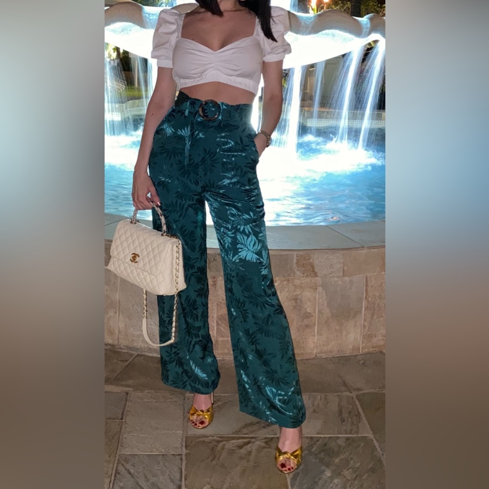 Wide leg satin pants